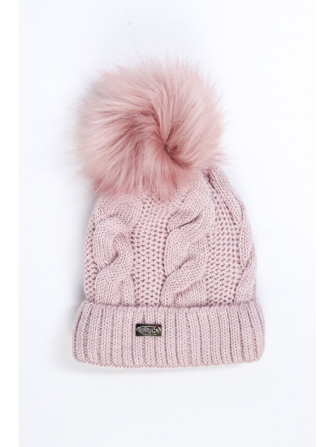 Women\'s braided winter hat, powdered C52 - Online store - Boutique